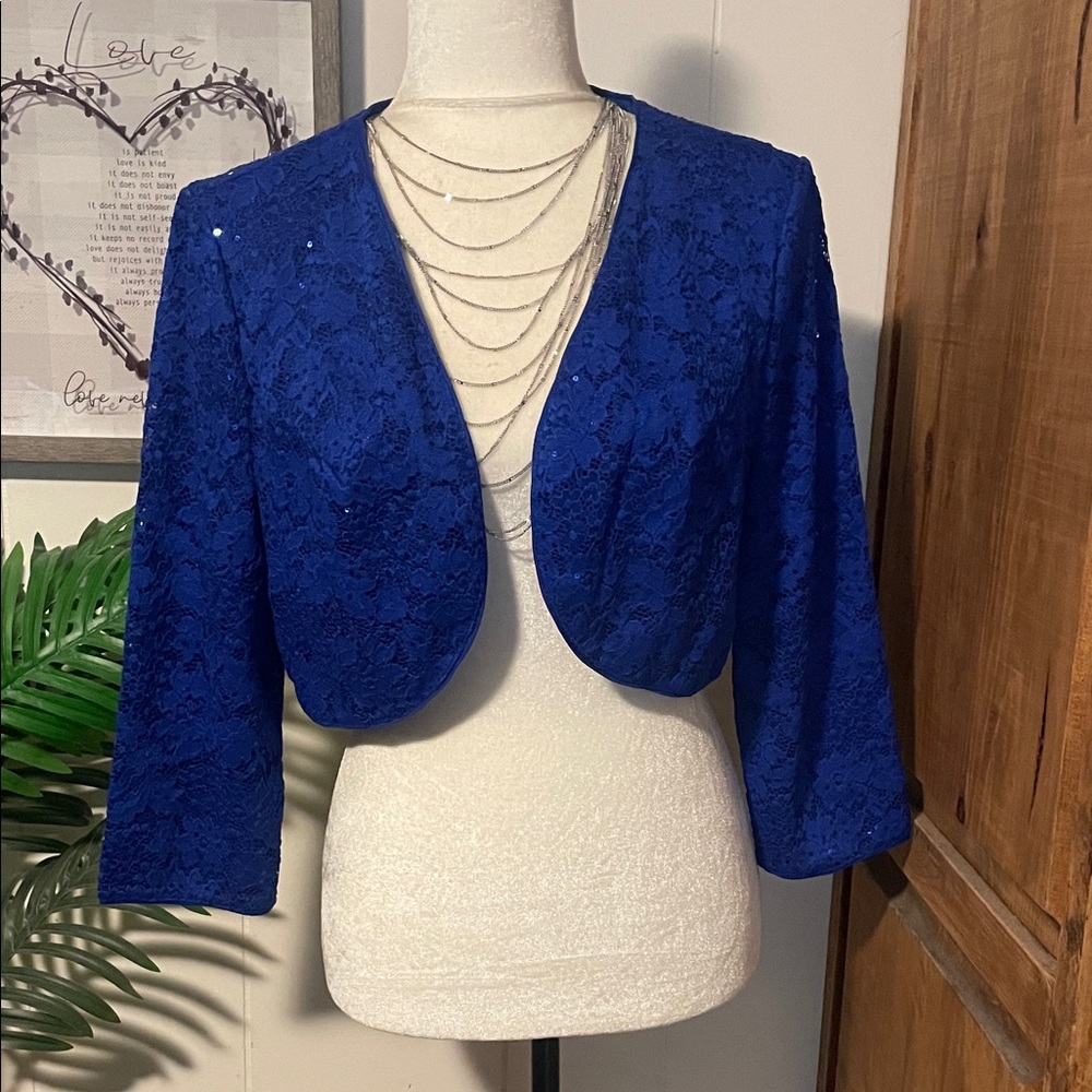 Grace Karin Royal Blue Lace Bolero Jacket